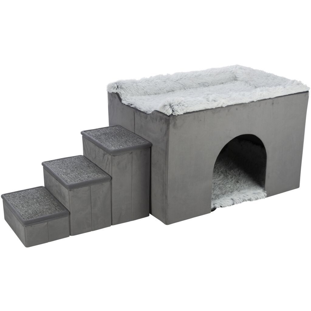 TRIXIE Tierhöhle Höhle Harvey mit Treppe - grau/weiß-schwarz - 154 × 60 × 60 cm