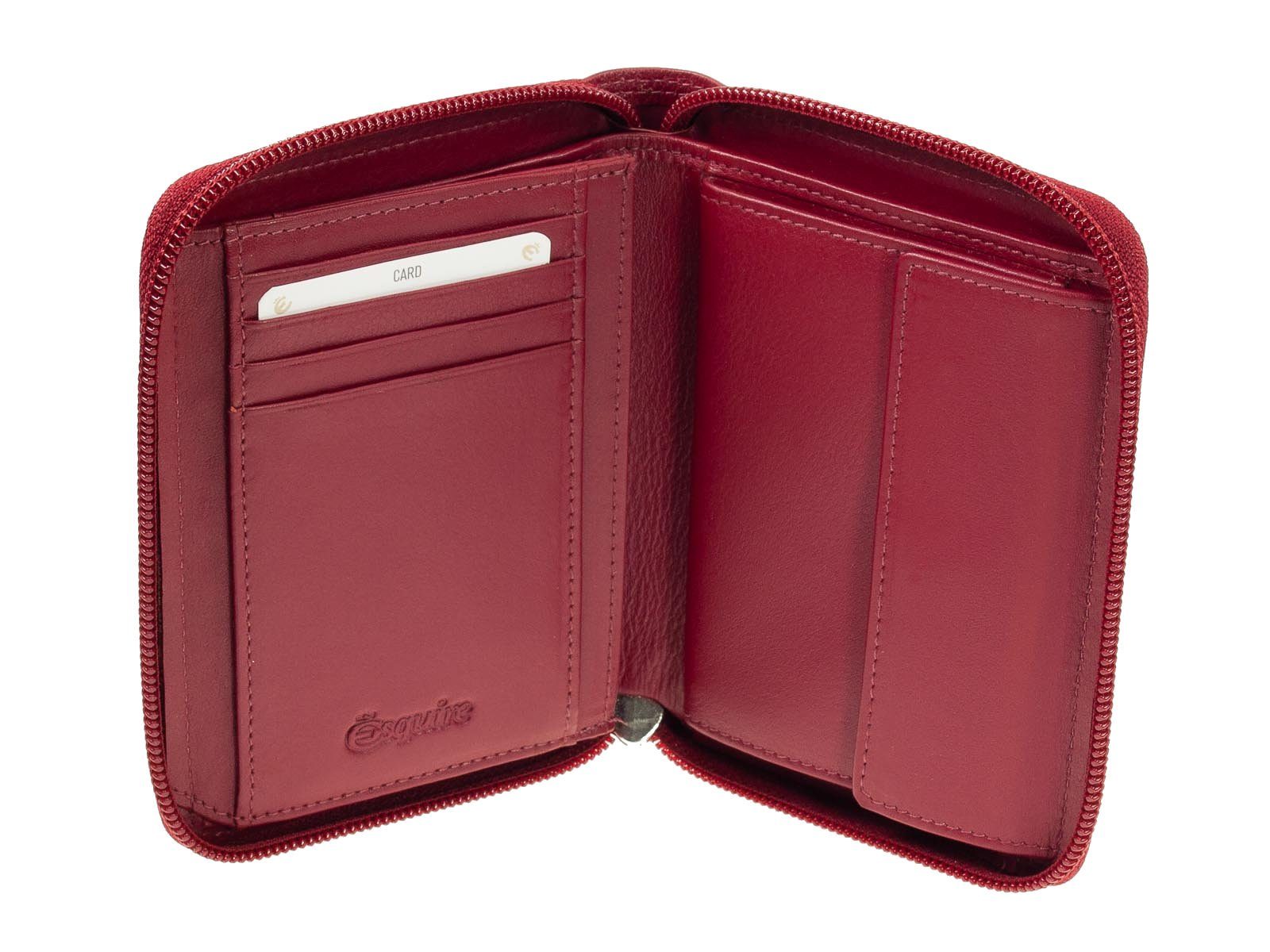 Esquire Geldbörse Esquire Duo Leder Damen Reißverschluss Geldbörse 0956-59 Rot aus Leder Red