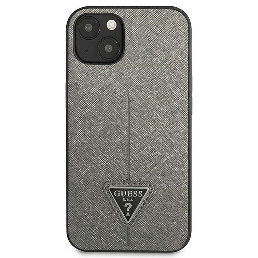 Guess Smartphone-Hülle Schutzhülle Handyhülle Handyschale 6,7 ", Saffiano-Optik, Dreieck-Logo, Hardcase, Kunstleder