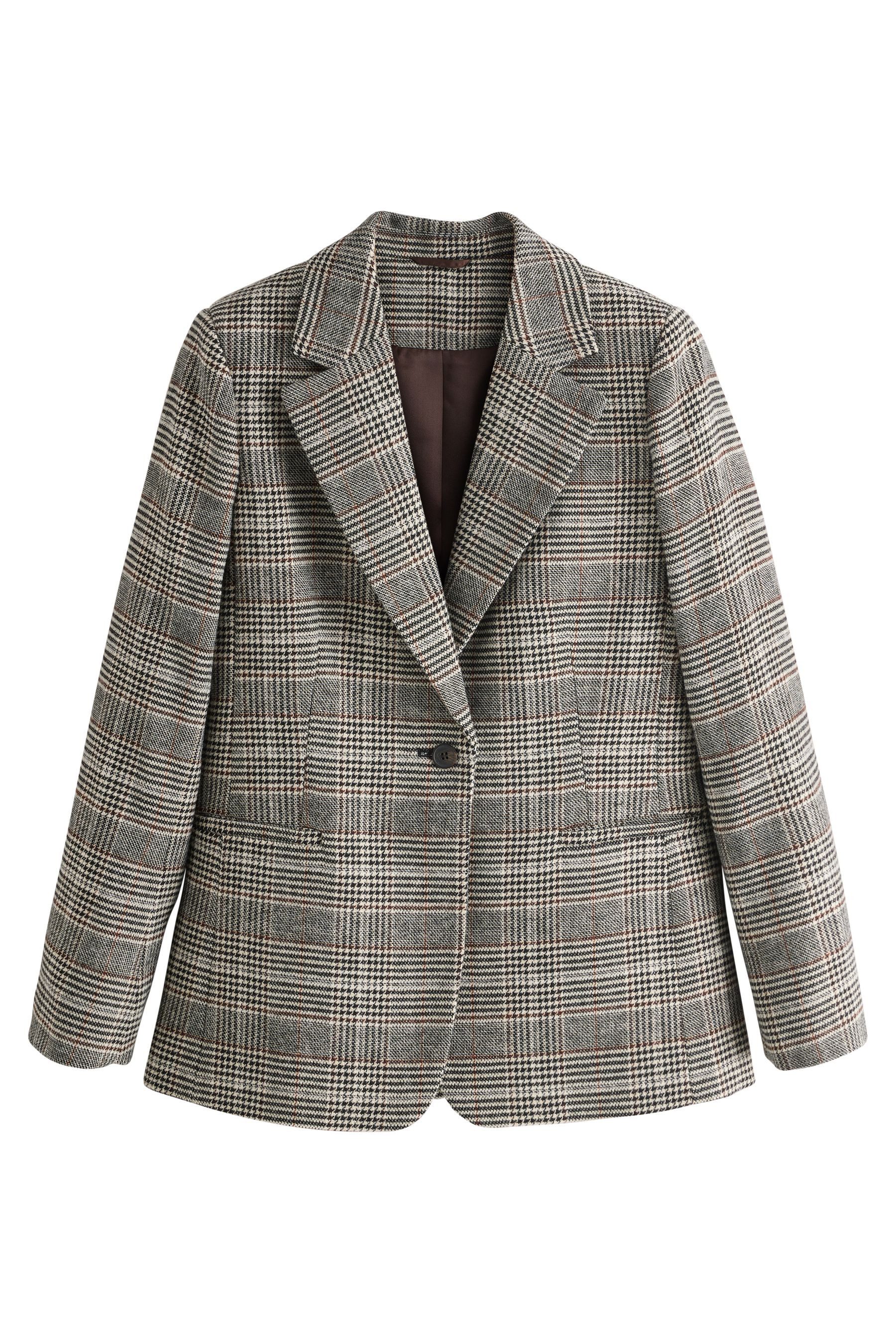 Jackenblazer N. Premium einreihiger Blazer mit Karomuster