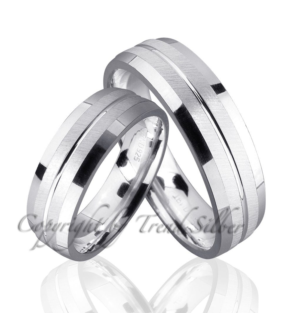Trauringe123 Trauring Hochzeitsringe Verlobungsringe Trauringe mit Silber Stein, Eheringe Partnerringe J53 925er aus