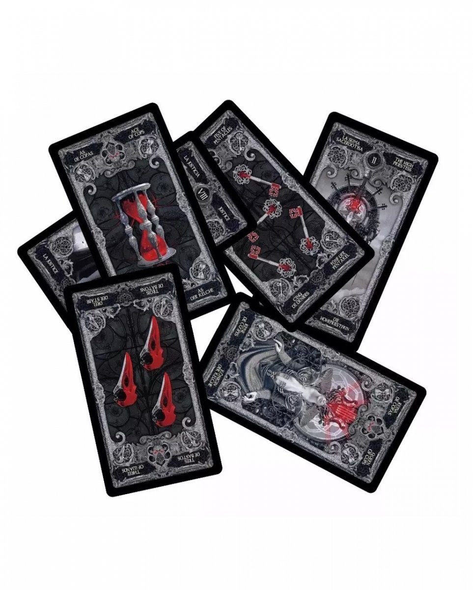 Mystische Anleitung Dekofigur Horror-Shop mit Karten Nekro Tarot Gothic