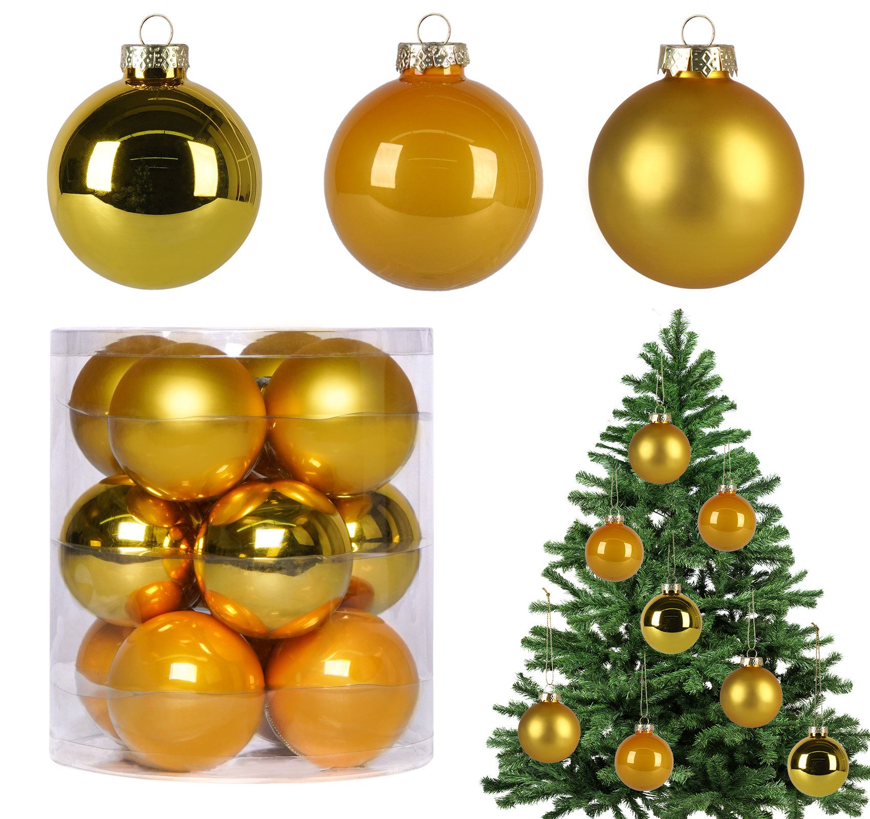 ElitVita Weihnachtsbaumkugel 12 Stück Weihnachtskugeln Ø 8 cm Glas Christba günstig online kaufen