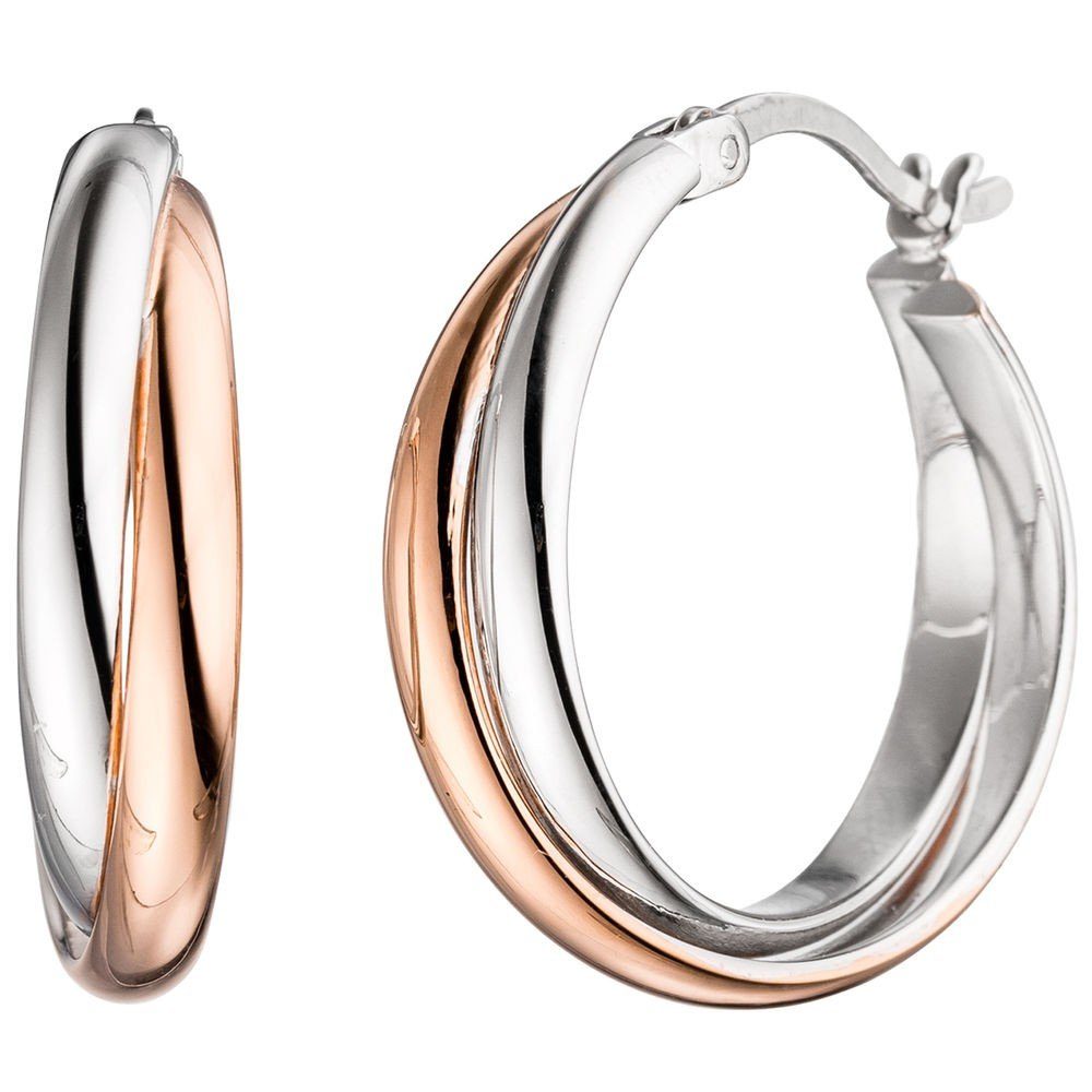 Valentinstagsgeschenk Schmuck Krone Paar Creolen Creolen gekreuzt 22,8mm, 925 Silber rhodiniert, Silber 925, silberfarben