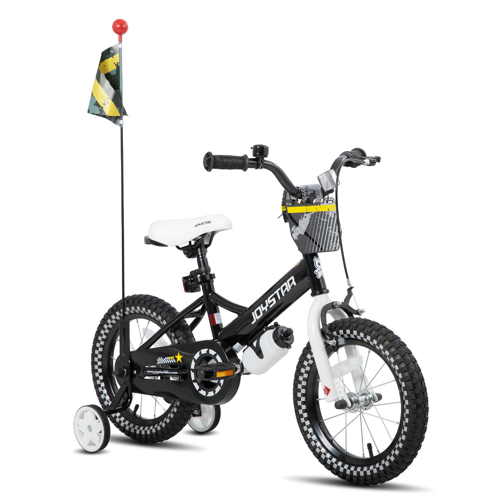 JOYSTAR Kinderfahrrad 12/14/16 Zoll Kinderfahrrad 2-7 Jahre Jungen Geschenke für Jungen, Jungenfahrrad mit Fahne, Nummernschild, Trinkflaschenhalter, Klingel