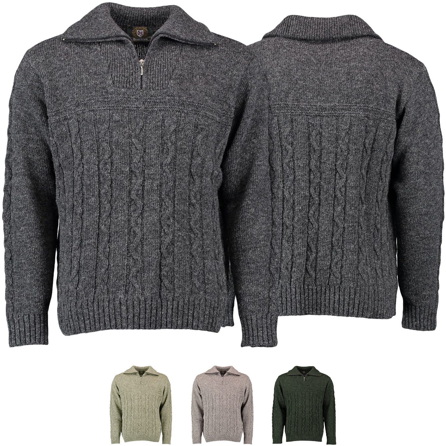 German Wear Trachtenstrickjacke OP5 Strickjacke Jagd Trachten aus Schurwolle Pullover