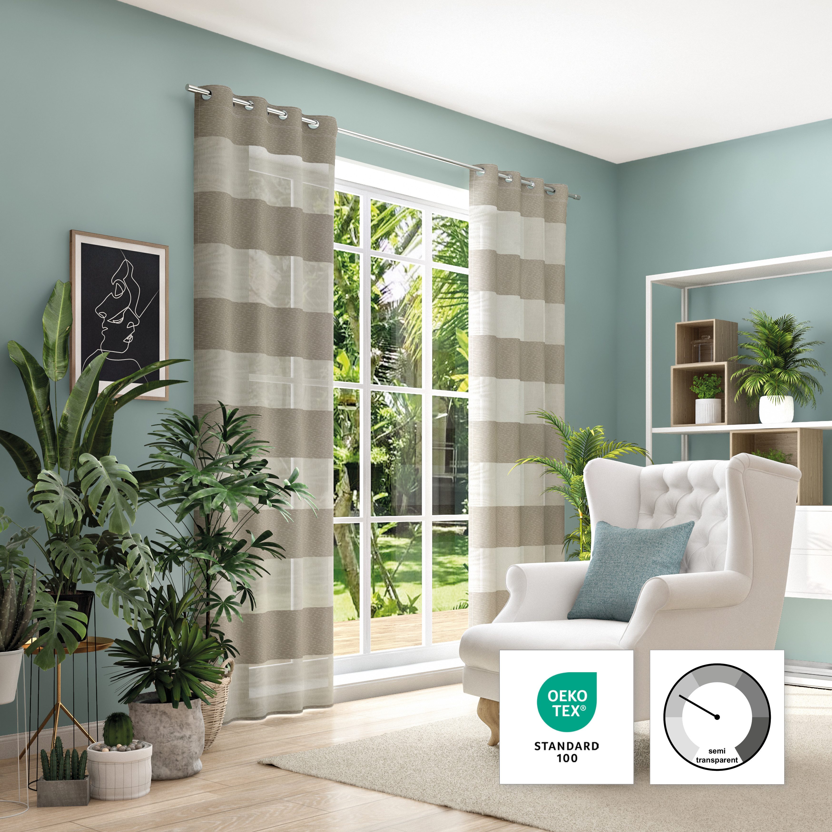 Neutex for you! Vorhang SONORA (1 St), Ösen, halbtransparent, Jacquard, 3D günstig online kaufen