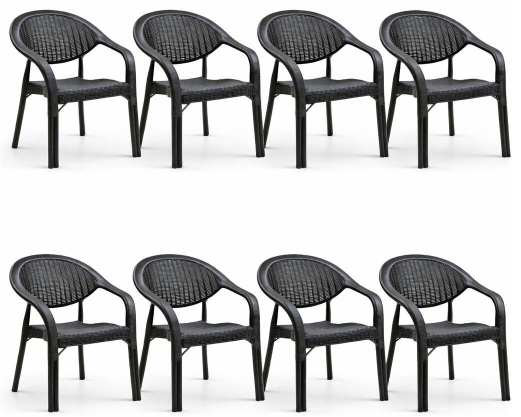 JVmoebel Gartenstuhl 8x Stühle Kunststoff Farben Schwarz Braun Anthrazit Cappuccino (8er Set, 8 St), Wetterfest, pflegeleicht
