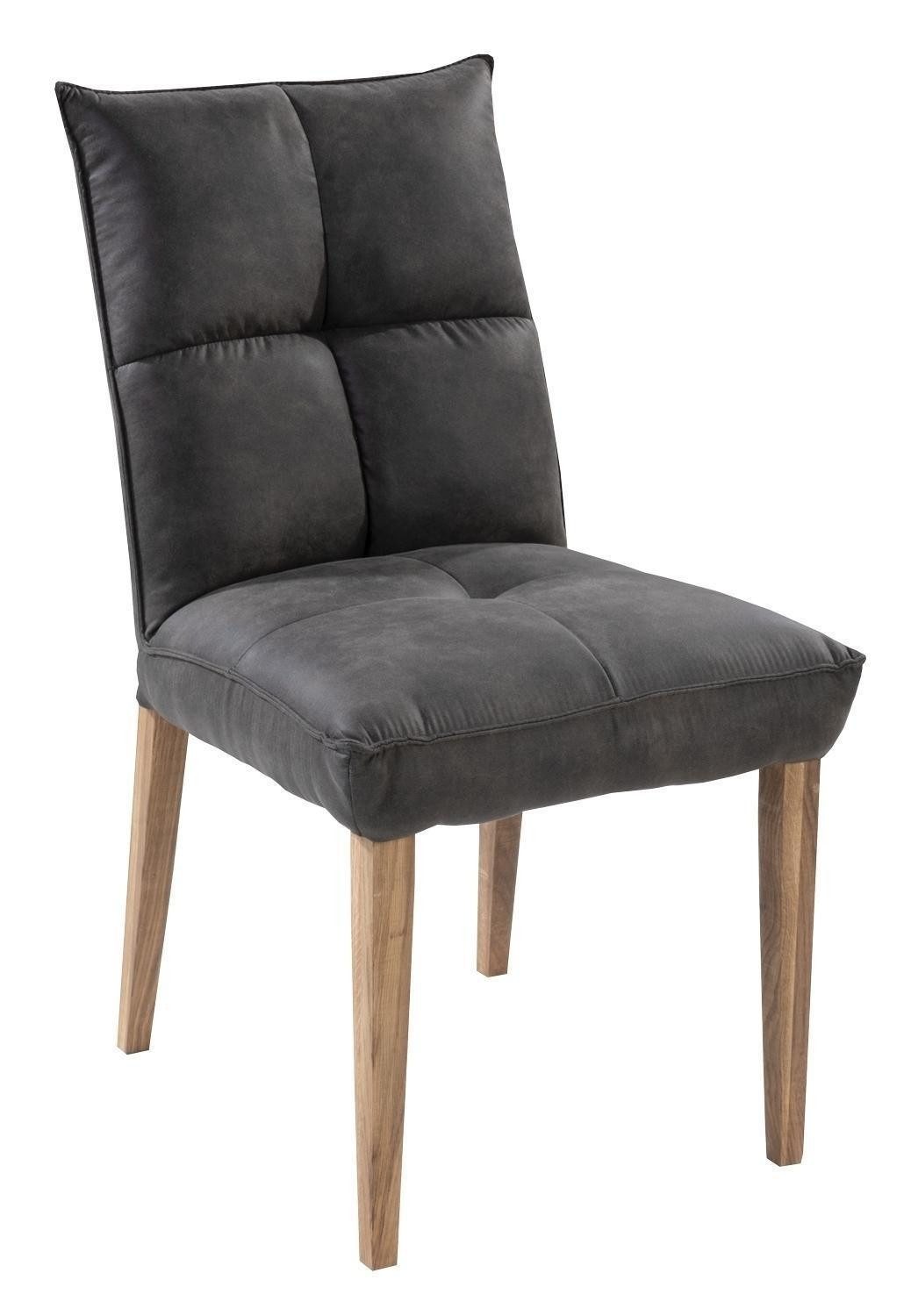 G+K Möbelvertriebs GmbH Polsterstuhl KOLJA, Anthrazit, Braun, Mikrofaserbezug, Gestell aus Massivholz, BxHxT 52 x 96 x 60 cm