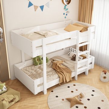Celya Etagenbett Kinderbett Doppelbett 90x200cm, mit Treppe, Weiß