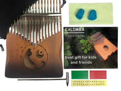 Leuchtklang Kalimba C17K C-DUR 17 Tasten Daumenklavier Thumb Piano Mahagoni Toller Klang, Katze