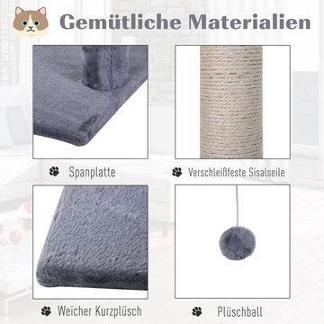 PawHut Kratzbaum Kletterbaum Katzen mit Sisalsäule Plüsch-Hängematte Spanplatte Grau, 50L x 36B x 70H cm