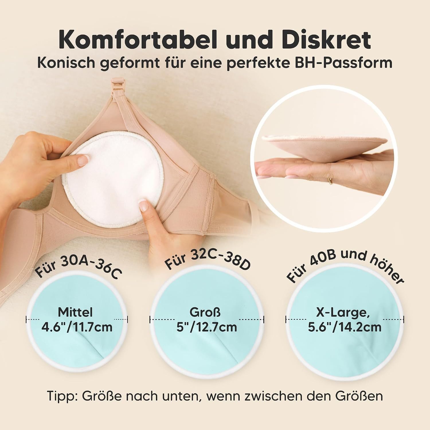 KeaBabies BH-Stilleinlagen Comfy Nursing Pads – Waschbare Bambus Stilleinlagen, 14er Set, Hohe Absorption für zuverlässigen Schutz vor auslaufender Muttermilch, M Gr., 14-St., Ultra-saugfähige, weiche & wiederverwendbare Stilleinlagen