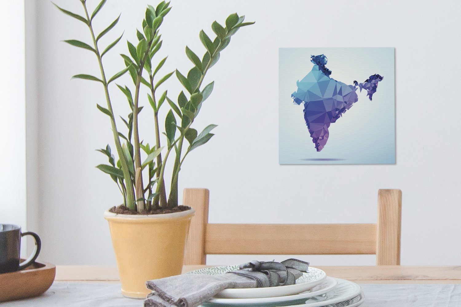 OneMillionCanvasses® Leinwandbild Illustration Wohnzimmer einer Bilder (1 violett-blauen Indien, St), für von Schlafzimmer Karte Leinwand