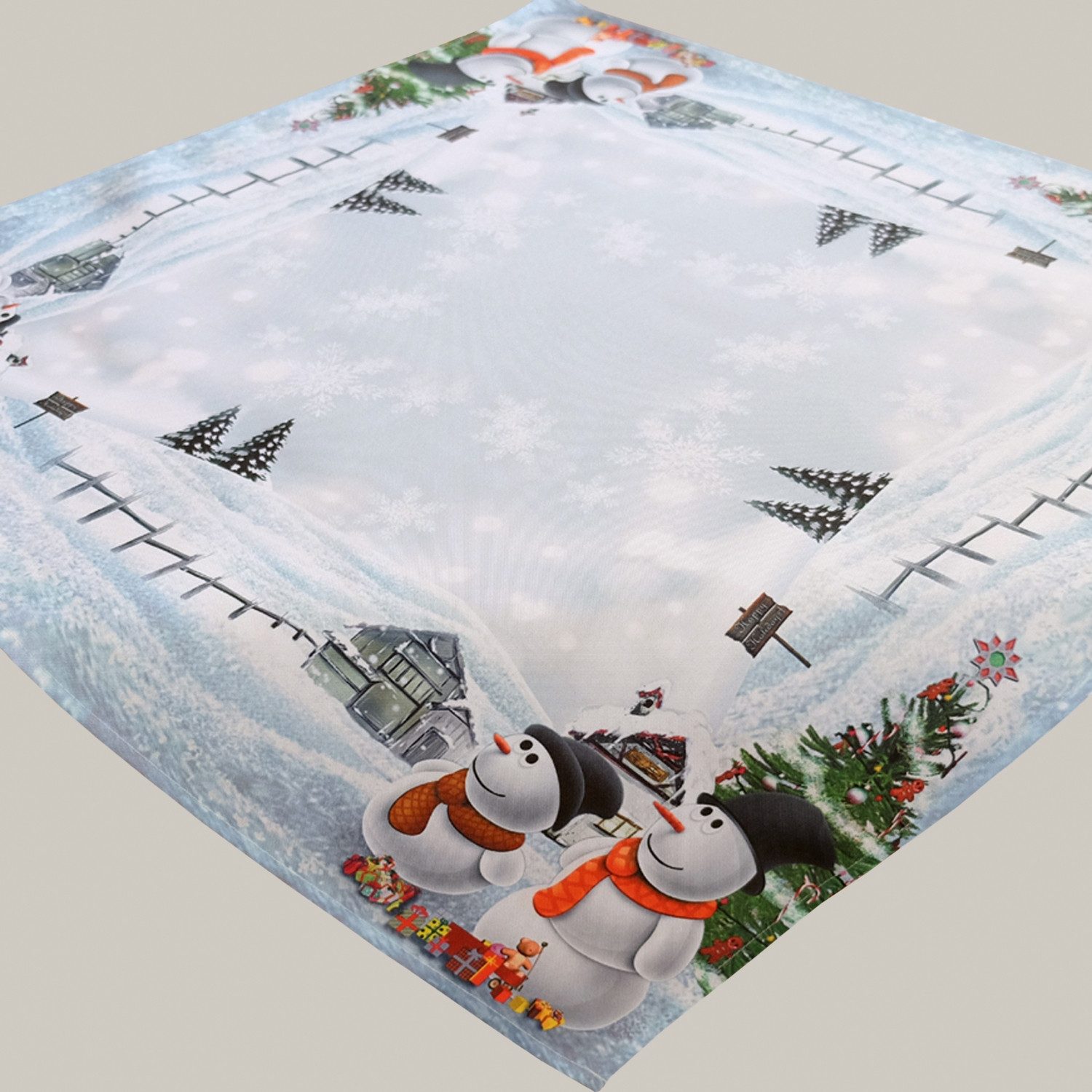 texpot Tischdecke Tischläufer Druckmotiv Schneemänner Winter Weihnachtstischdecke (1-tlg)