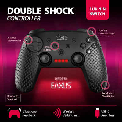 EAXUS Kabelloser DoubleShock Controller für Nintendo Switch Switch-Controller (1 St., Bluetooth Gamepad, mit Turbo-Funktion)