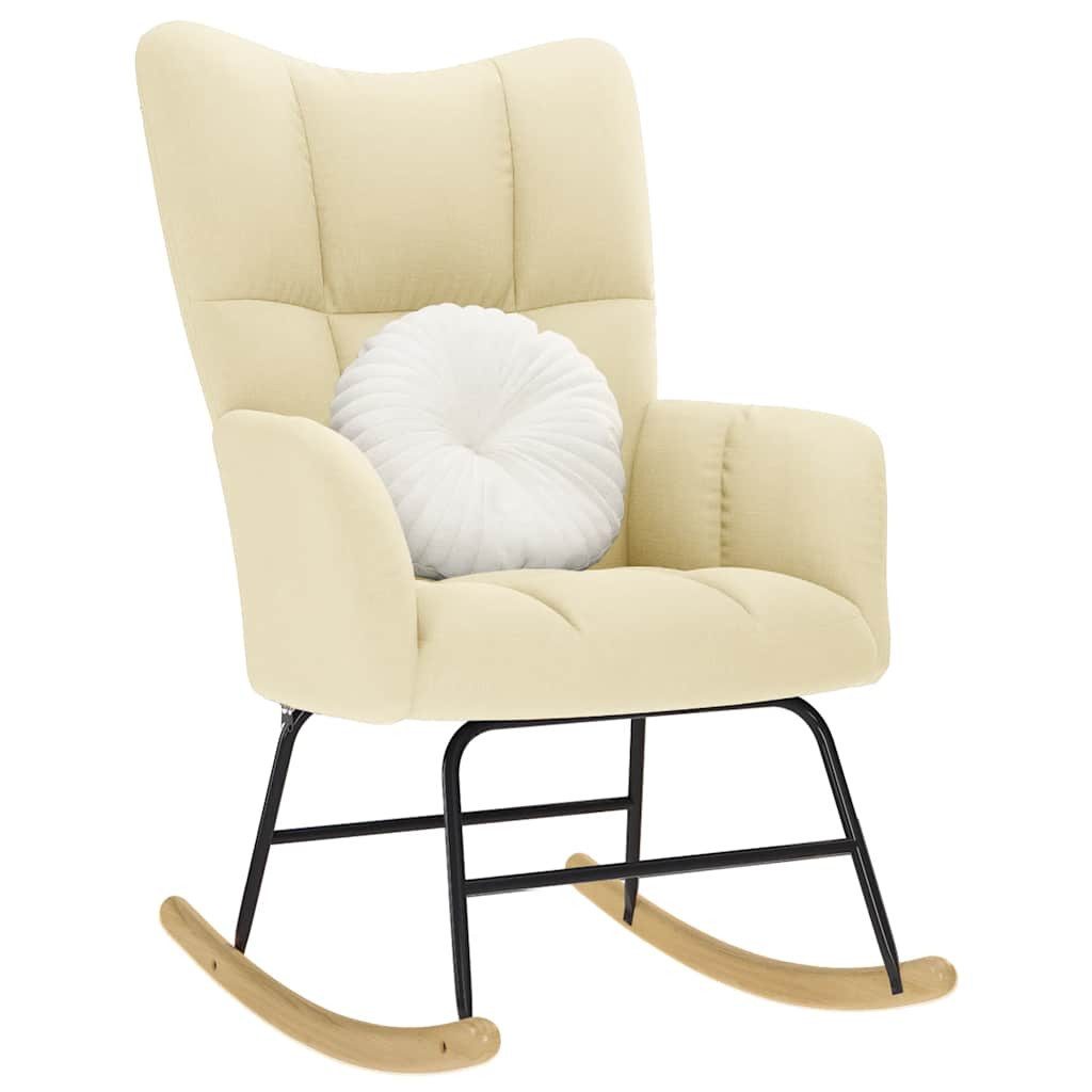vidaXL Schaukelstuhl Creme Schaukelstuhl Schaukelsessel 61x78x95 cm Stoff