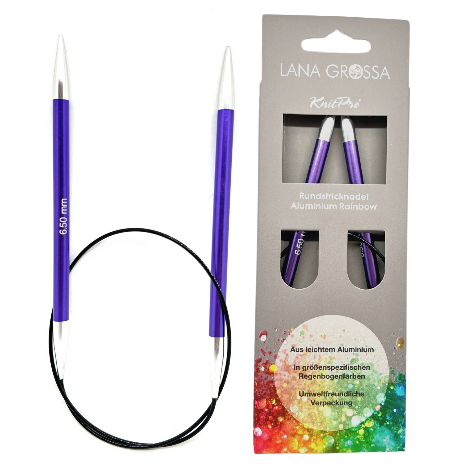 LANA GROSSA Rundstricknadeln Knit Pro Rundstricknadel Aluminium Rainbow, Rundstricknadel verschiedene Längen/Größen