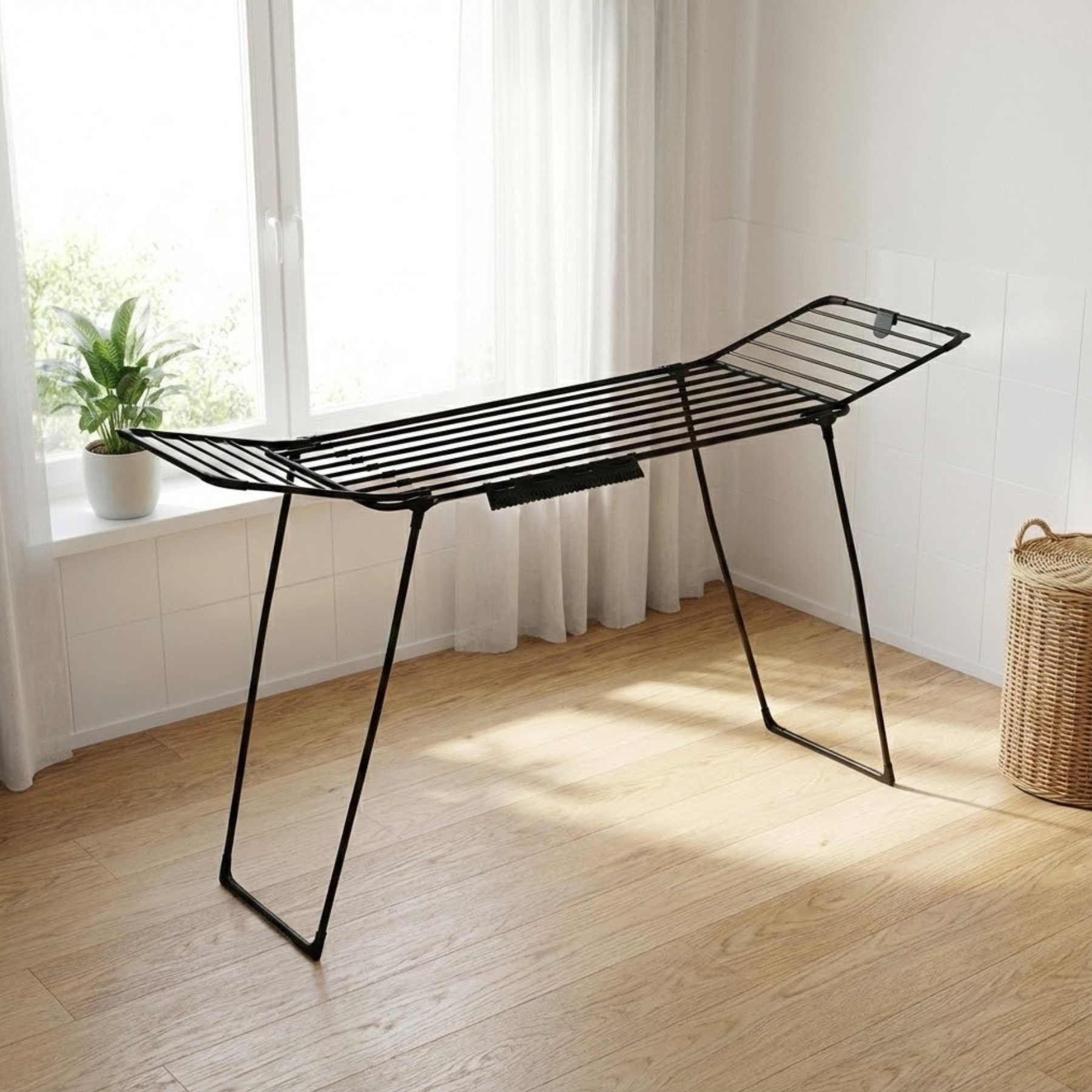 NUXIO Wäscheständer Teleskopischer Wäscheständer, 200-260 cm, SVARTO, Platzsparend – Bild 2 von 5
