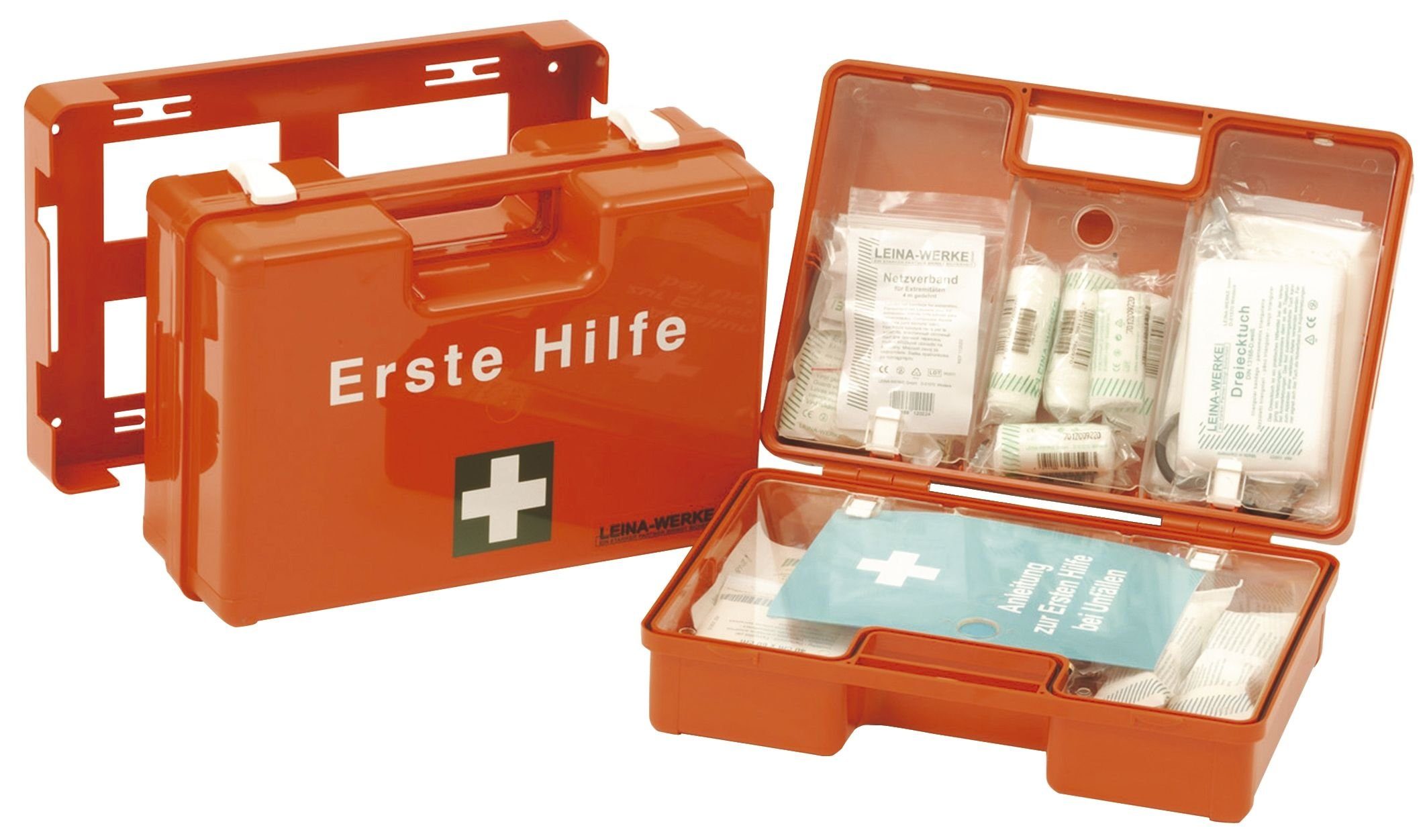 Leina-Werke Handgelenkstütze LEINA Erste-Hilfe-Koffer SAN, Inhalt DIN 13169, orange