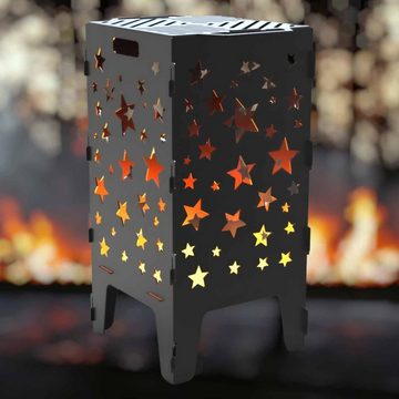 Creativ Metall Feuerkorb, (1-St), mit Grillplatte Feuerkorb Motiv Sterne hochwertig 3mm Stahl