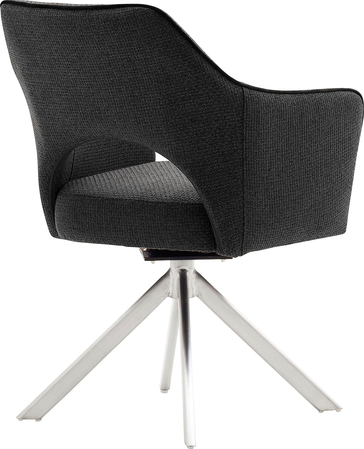 MCA furniture 4-Fußstuhl (Set, 180° Edelstahl gebürstet mit St), Nivellierung 2 Anthrazit drehbar | Tonala