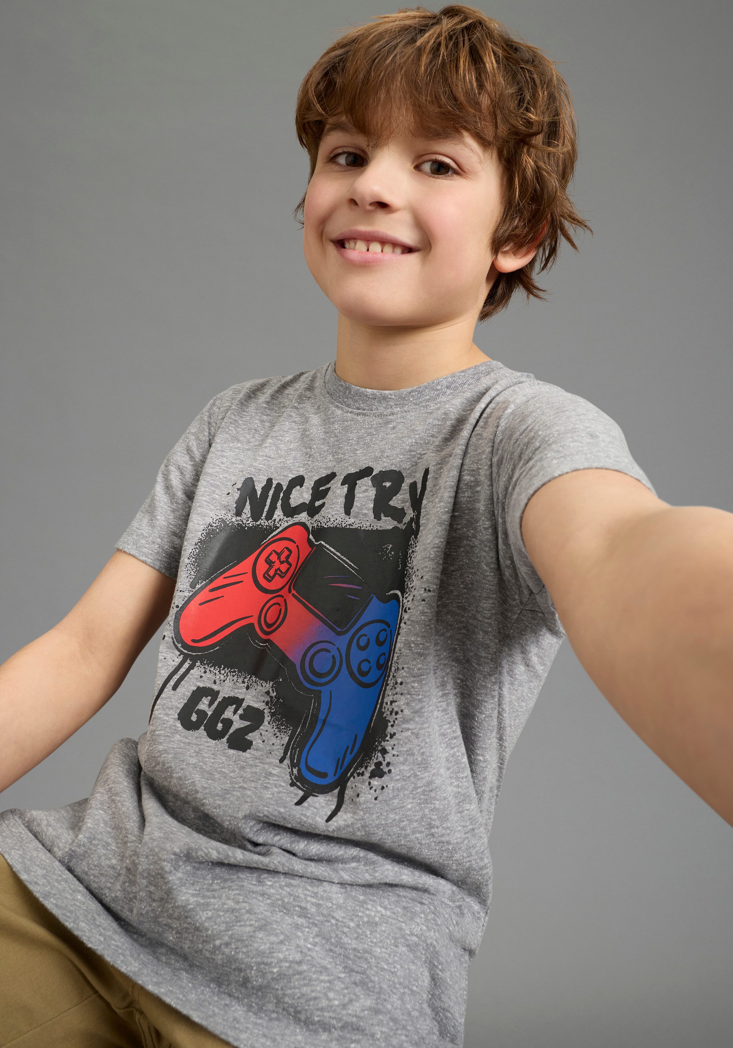 KIDSWORLD T-Shirt Gamer-Druck: NICE TRY, cooler Gamer-Print – Bild 3 von 5