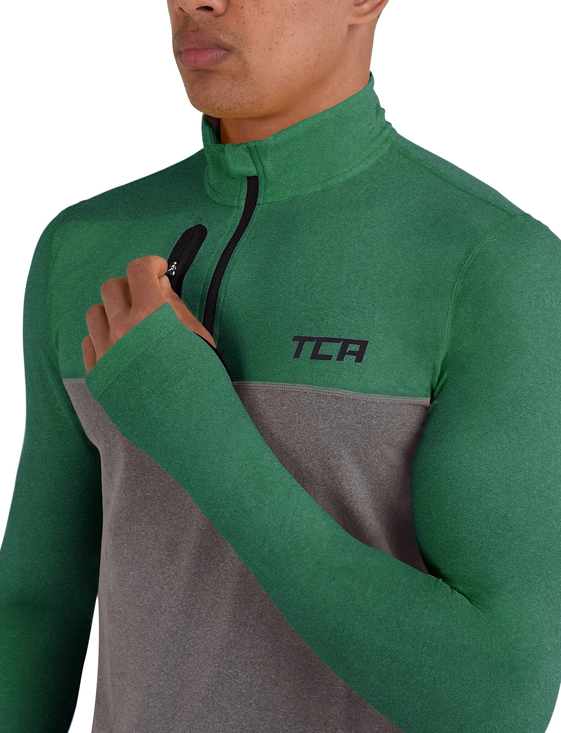 Laufshirt Grün, TCA - TCA Langarm Langarmshirt Herren L Quickdry Reißverschluss mit