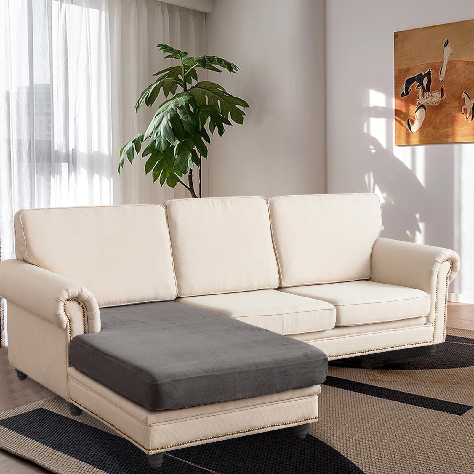Sunicol Sofahusse 1/2/3/4 Sitz Stretch Samt Kissen Abdeckung, Sofa Sitzkiss günstig online kaufen