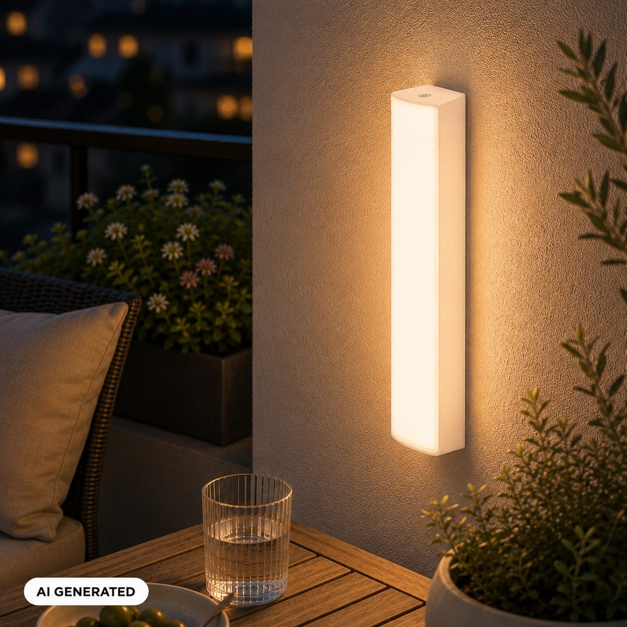 Briloner Leuchten LED Außen-Wandleuchte Akku kabellos ohne Stromanschluss Outdoor IP44, ohne Bewegungsmelder, LED fest integriert, 3000K - Warmweiß