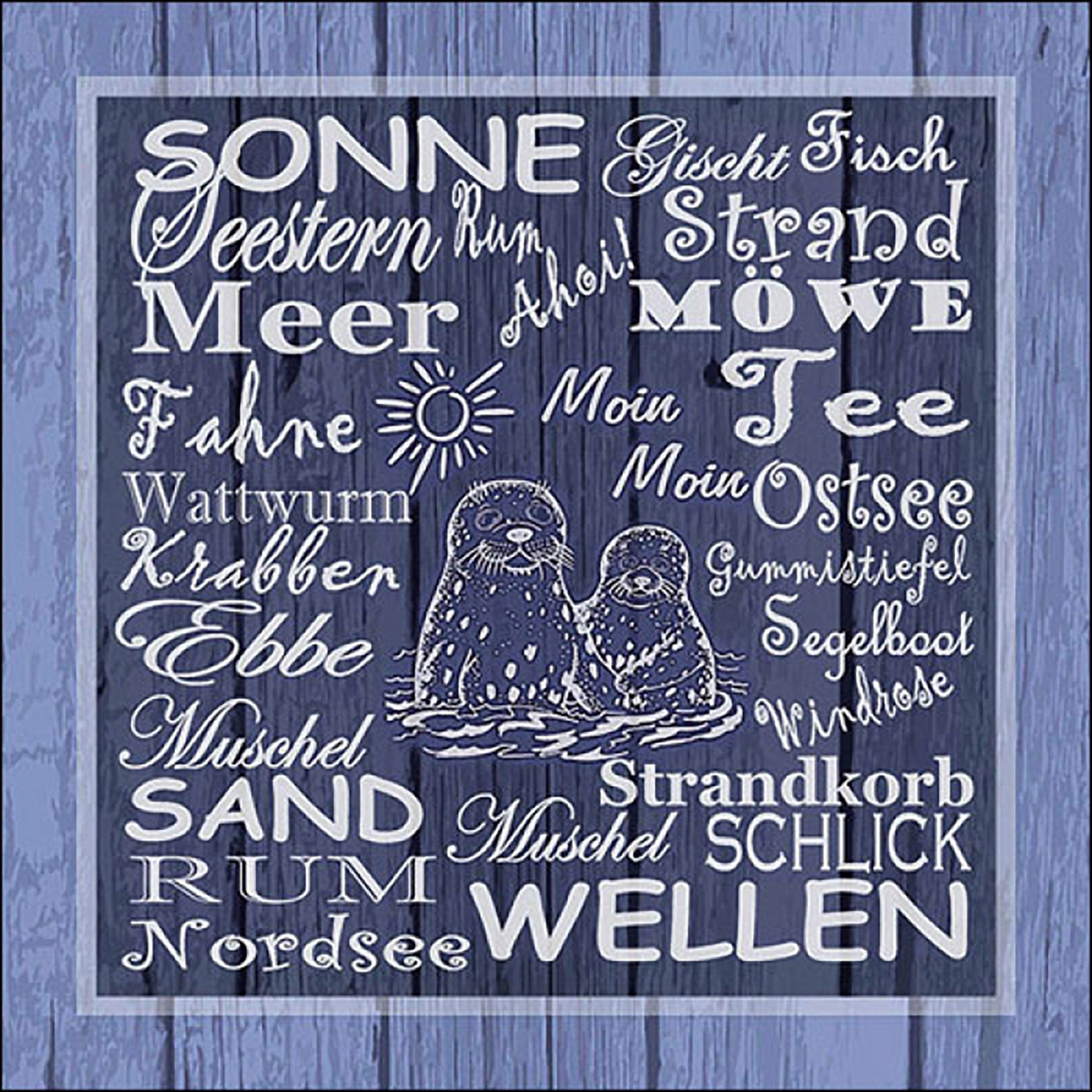 Ambiente Luxury Paper Products Papierserviette, Servietten Papier 33x33cm 3-lagig mit Robben Motiv maritim 20 Stück