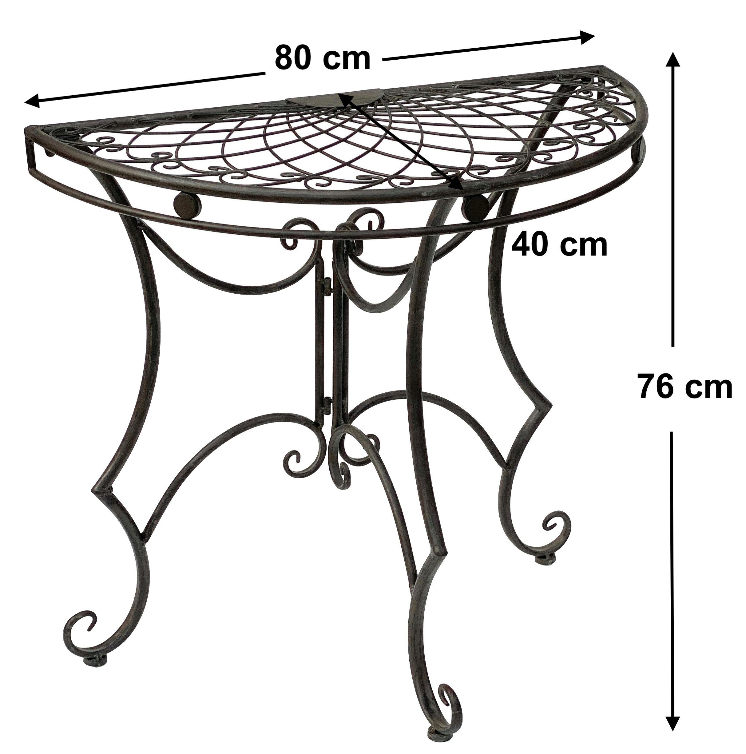 cm Gartentisch Halbtisch Konsolentisch Halbrund Konsole Wandkonsole Halbrundtisch Tisch Wandtisch Metall 80 96000 Wand Beistelltisch DanDiBo