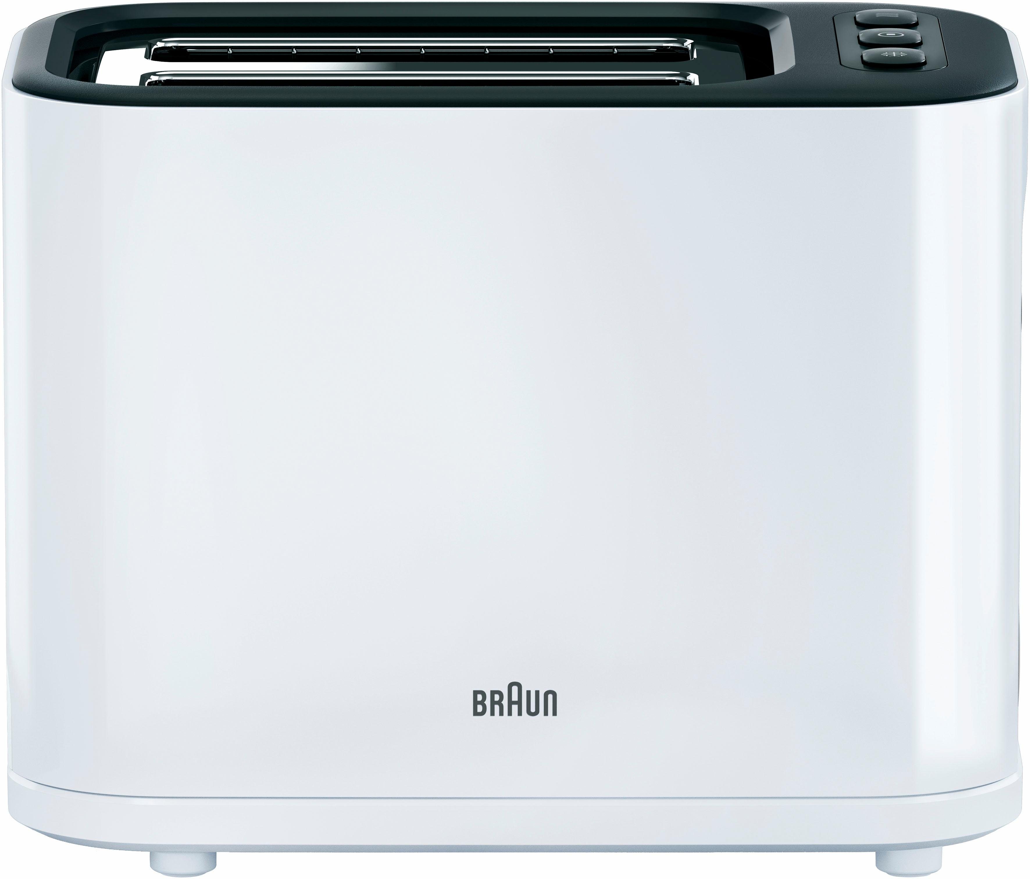 Braun Toaster PurEase HT 3010 WH - 2 Schlitze, 7 Stufen, Auftau- Aufwärmfunktion, 2 kurze Schlitze, für 2 Scheiben, 1000 W, 1.000 W, Kunststoff, Automatische Ab – Bild 4 von 5