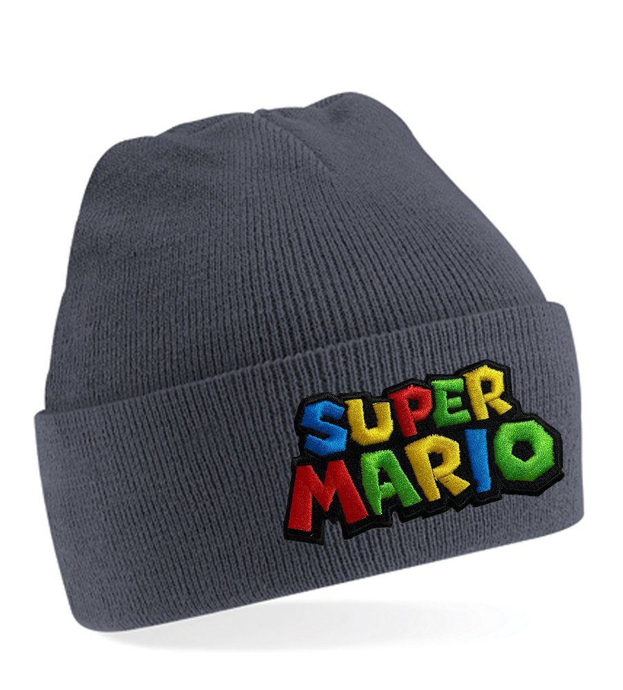 Blondie & Brownie Beanie Unisex Erwachsenen Mütze Super Mario Yoshi Luigi Stick Grau