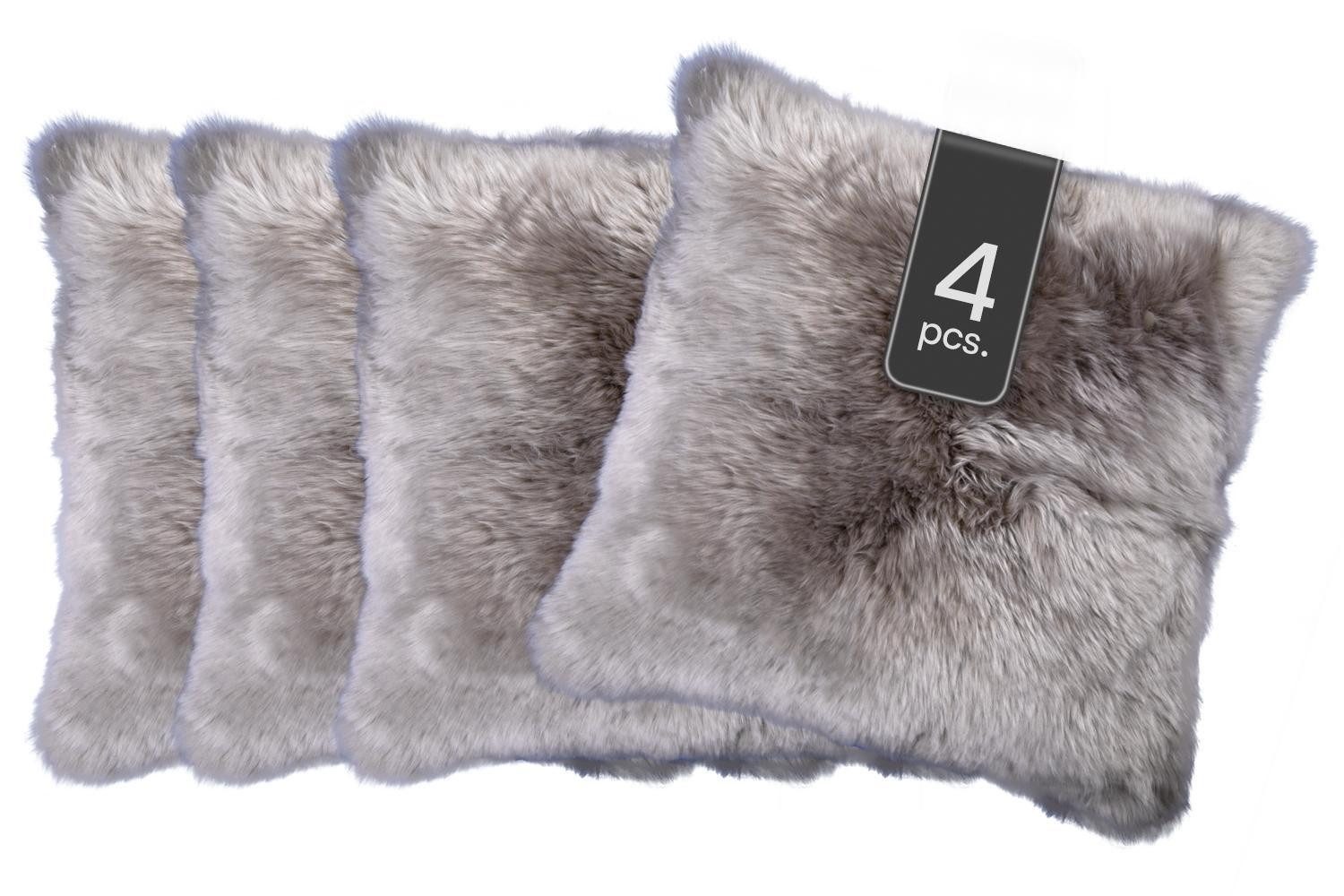 Home4You Kissenhülle, 50 x 50 cm, Grau, echtes Schaffell, Polyester, (4 Stü günstig online kaufen