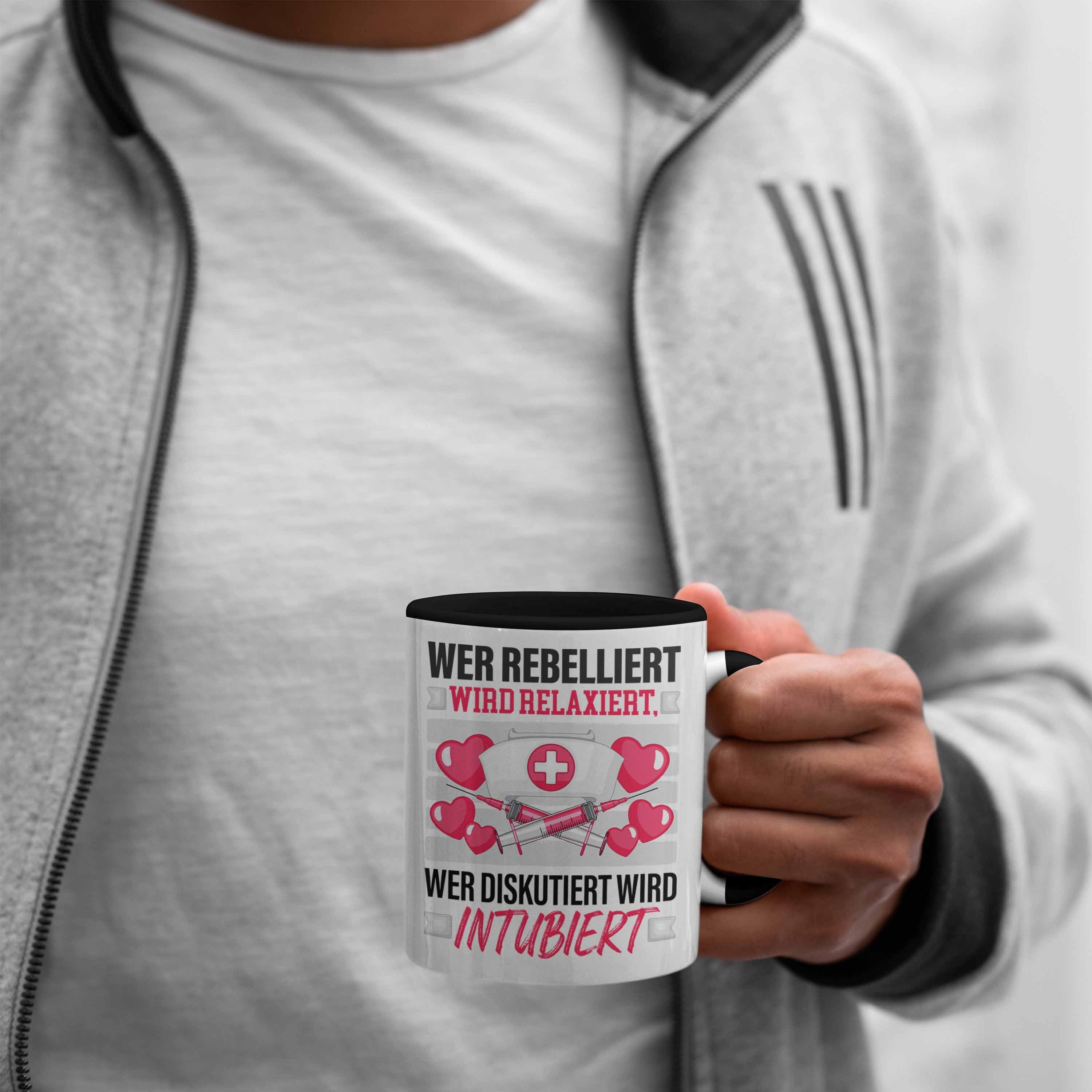 Relaxiert Tasse Wird Trendation Geschenk Wer Schwarz Krankenschwester Rebelliert Tasse Anästhes