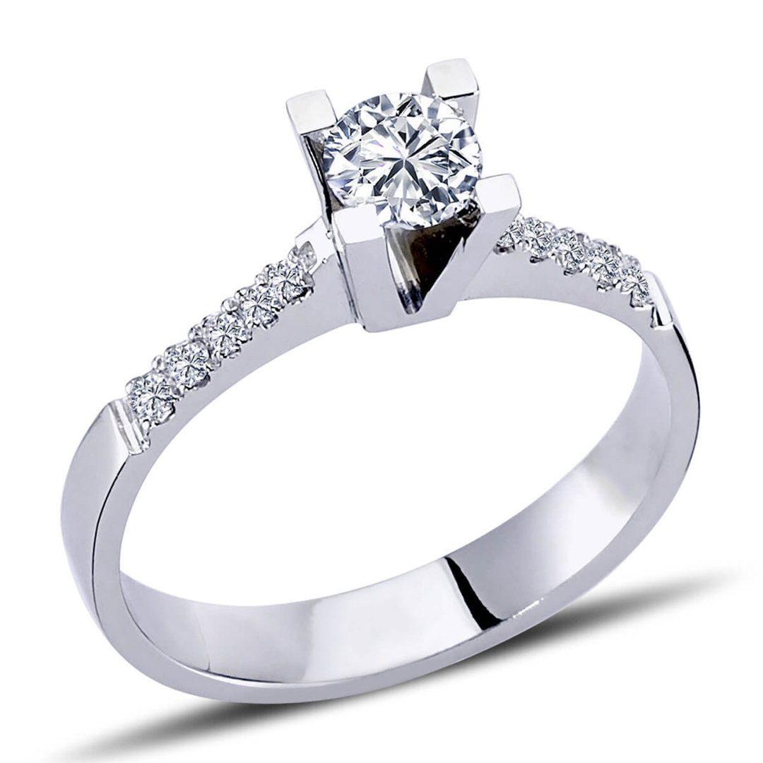 EinStein Diamant Diamantring, 0,43 Carat Diamant Solitär Ring Antragsring 14 Karat Weißgold