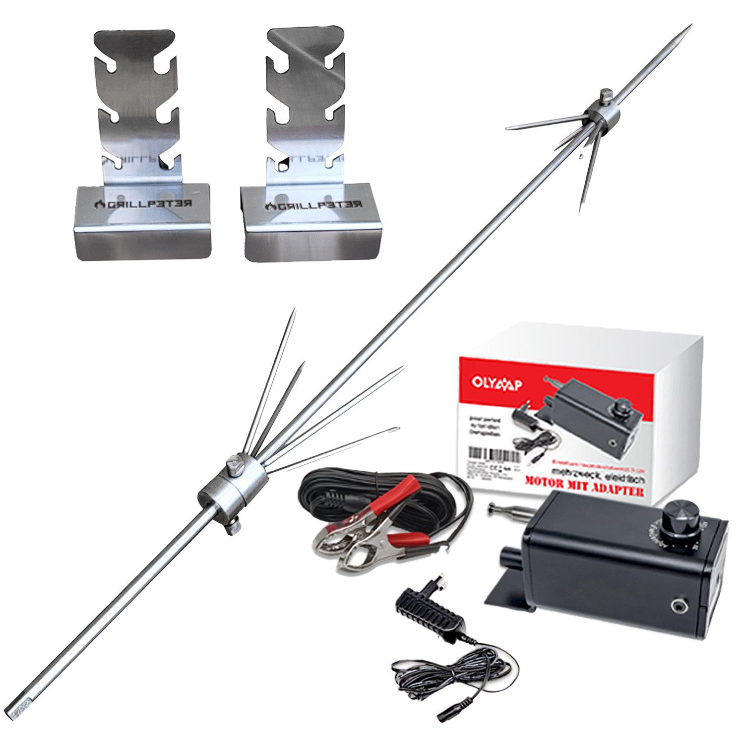 Grillpeter Grillspieß Grillpeter Döner Hähnchen Drehspieß 94 cm für Mangal Batyr mit Motor