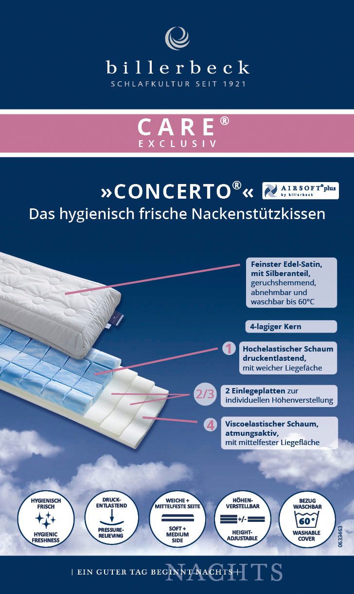 billerbeck Nackenstützkissen Concerto, Kissen 40x80cm, Füllung: hydrophiler Schaum VILAX HS, Bezug: Superfeiner Edel-Satin (100% Baumwolle), hydrophil, verstepp – Bild 5 von 5