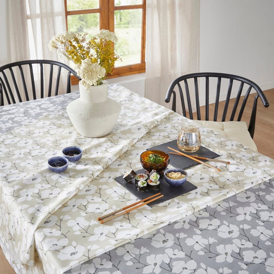 Tischdecke Tischdecke (1-tlg), fleckabweisend Blumen, mit Fleckschutz  ausgerüstet