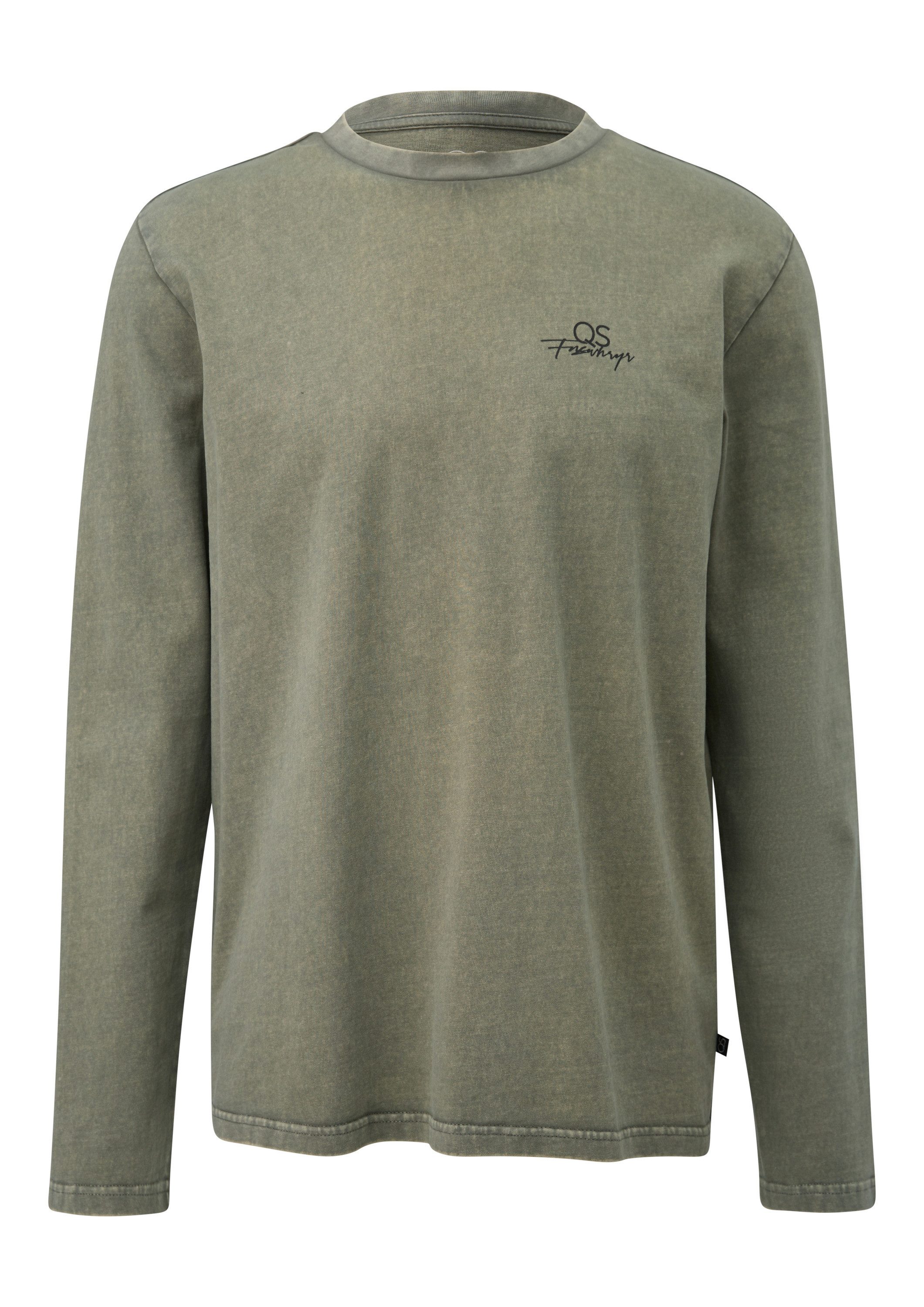QS Langarmshirt T-Shirt Gewaschenes Langarmshirt aus angerauter Baumwollqua günstig online kaufen