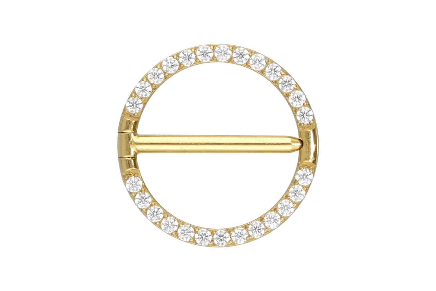 Brustwarzenpiercing Titan Nippelpiercing Clicker RING + EINGEFASSTE KRISTALLE