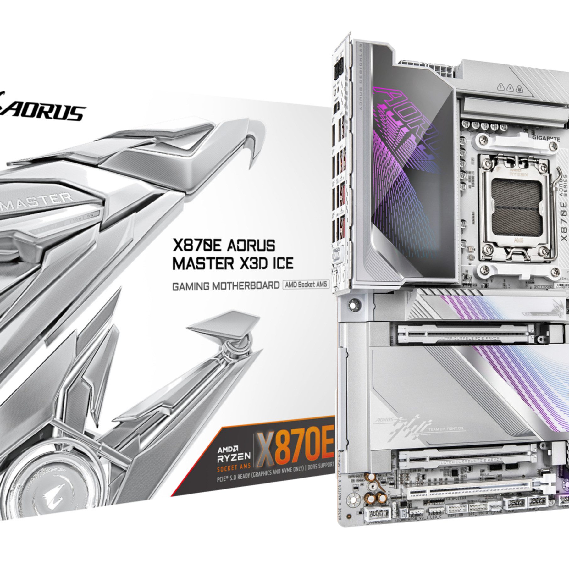 Gigabyte X870E AORUS MASTER X3D ICE Mainboard – Unterstützt AMD Ryzen 9000 Proz Mainboard