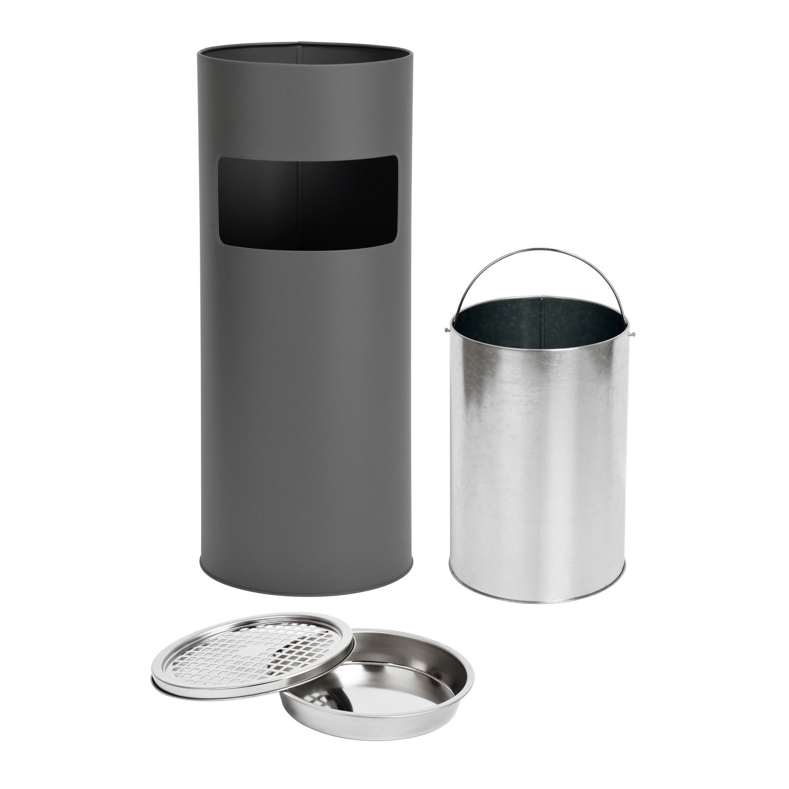 SVITA Aschenbecher Standaschenbecher, Mülleimer inkl. Aschenbecher Gehäuse aus Grau