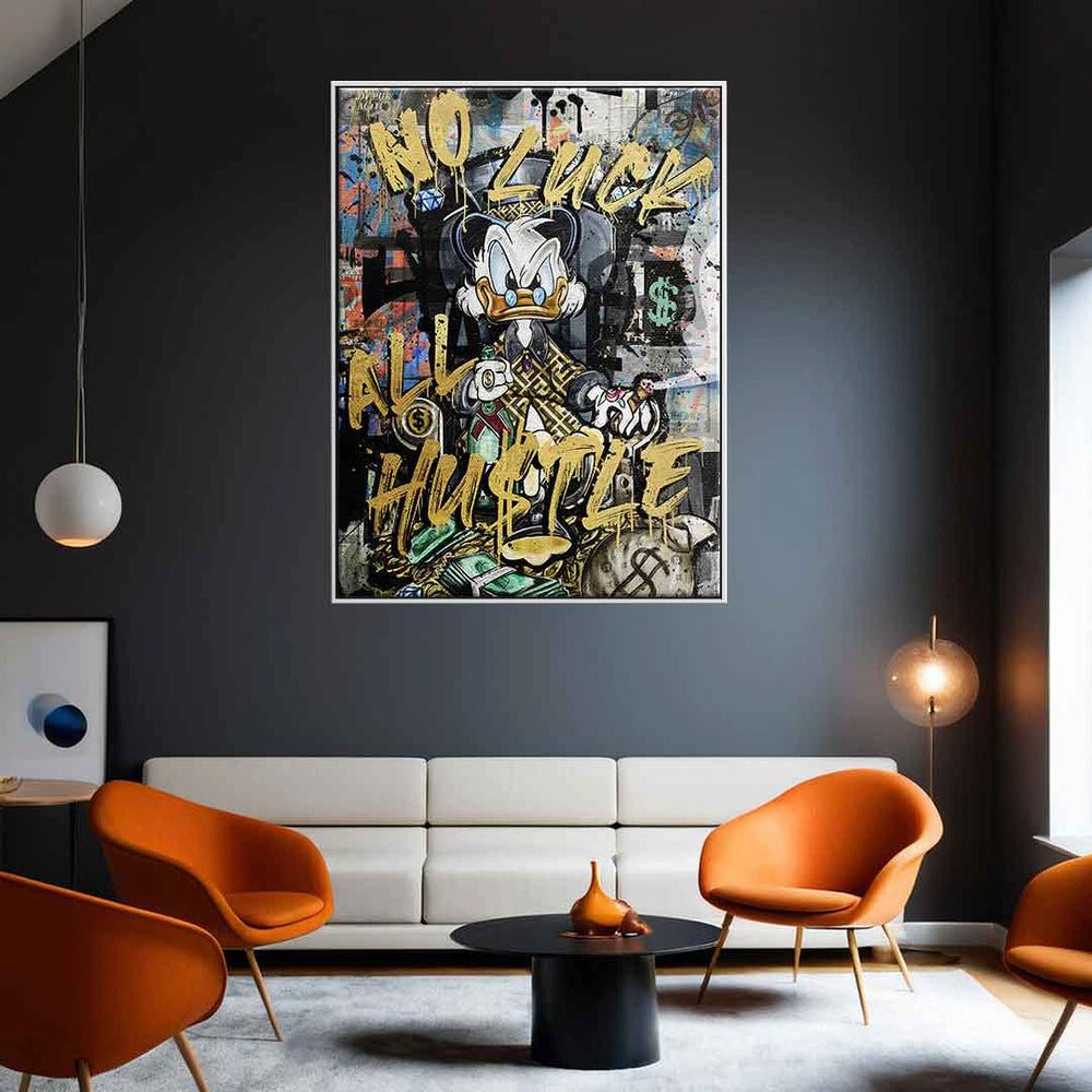 DOTCOMCANVAS® Leinwandbild ALL HUSTLE DUCK - Limited, Leinwand Pop Art Motivation Büro Mindset Wandbild All Hustle Duck
