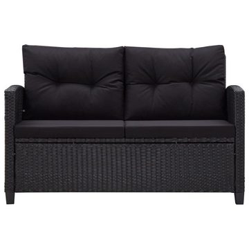 vidaXL Loungesofa 6-tlg. Garten-Sofagarnitur mit Auflagen Poly Rattan Schwarz, 6 Teile