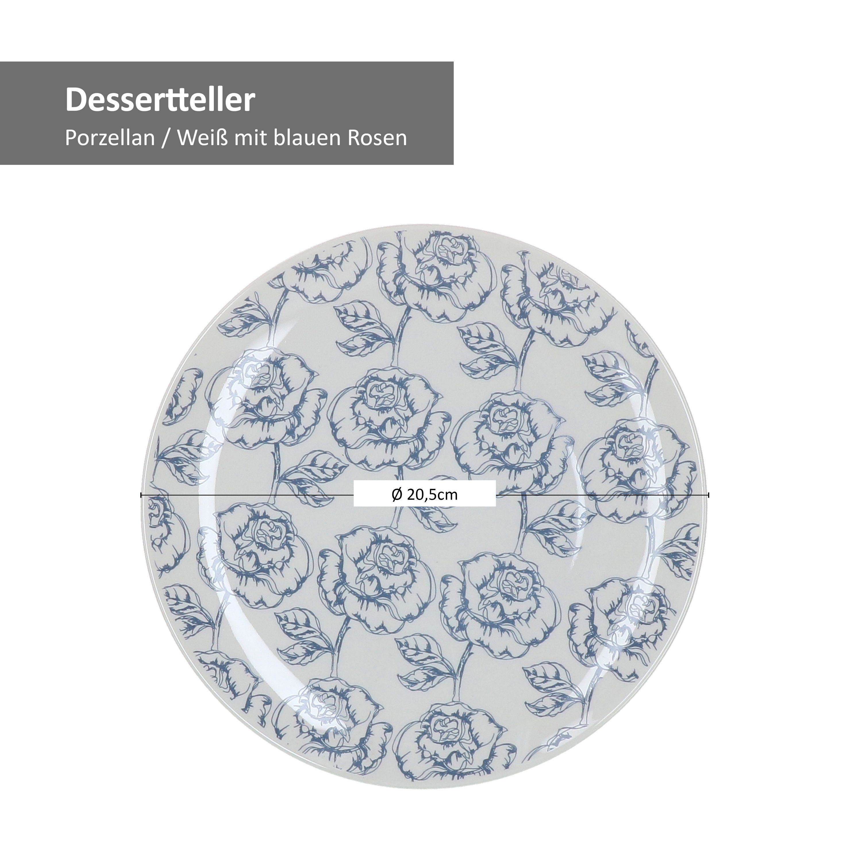 Ritzenhoff & Breker Frühstücksteller 6er 83965 Dessert- - Blue 20cm Set Flower Kuchenteller Ritzenhoff