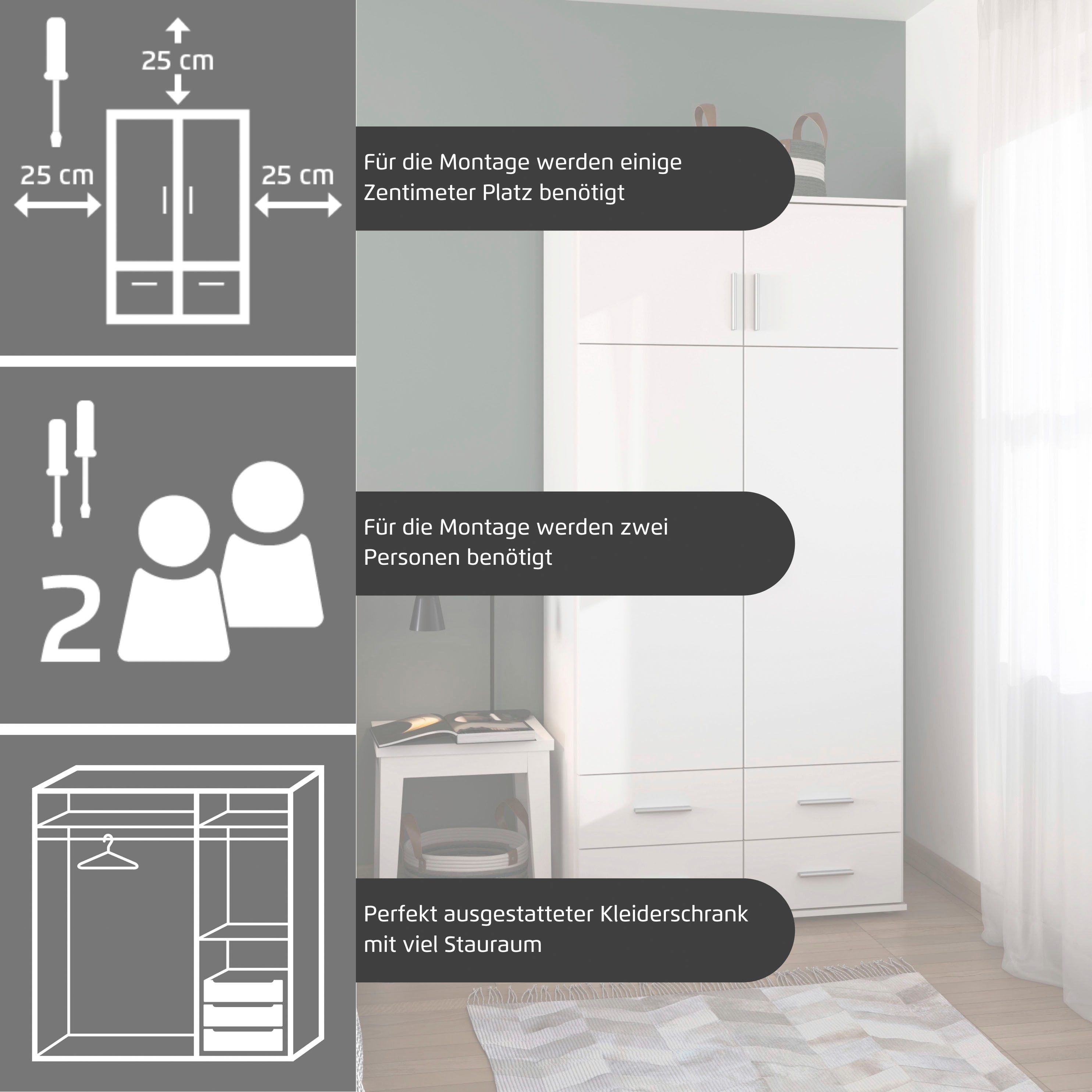 rauch Kleiderschrank Kemi mit Spiegel – Bild 4 von 5