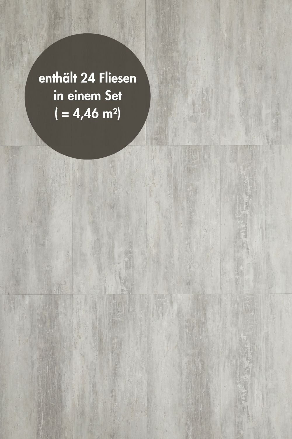 misento Vinylboden selbstklebend in Beton- und Marmoroptik, 24 PVC Fliesen je ca. 60,96 x 30,48 cm, PVC Bodenbelag 4,46 m², für Fußbodenheizung, Badezimmer, Wohnräume