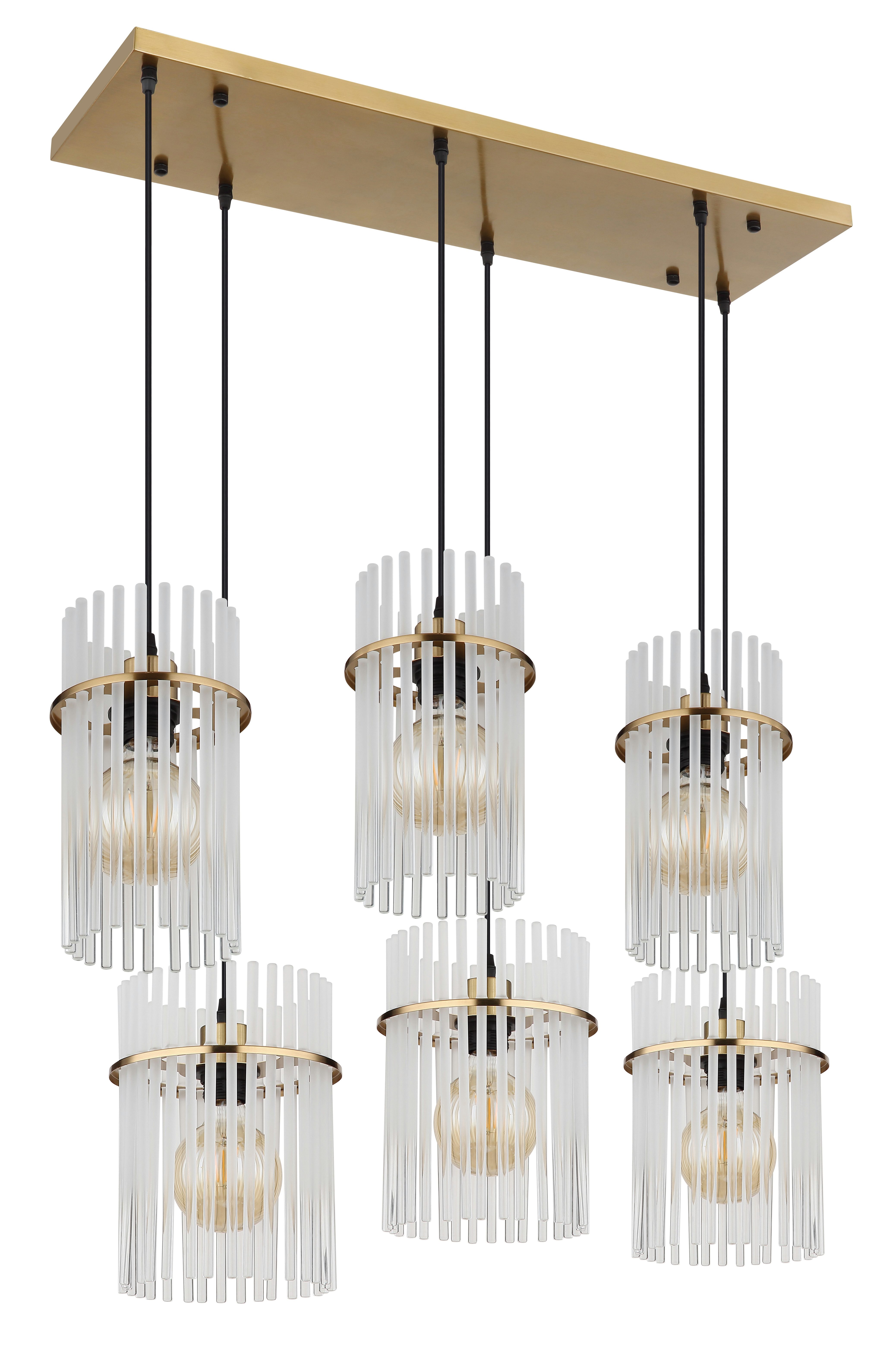 GLOBO LIGHTING Hängeleuchte GORLEY, ohne Leuchtmittel, Hängelampe Glasstäbe opal klar verlaufend elegant Wohnzimmer Esszimmer